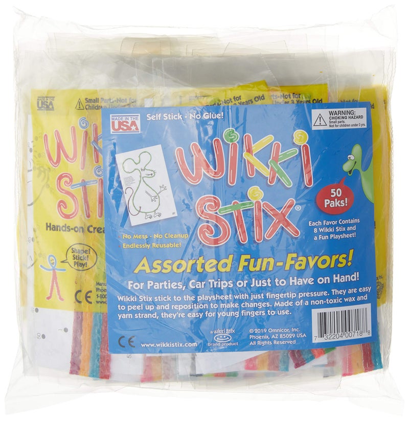 WikkiStix Wikki Stix Fun Paks, Contains 50 Individual paks! Great for Parties, Travel, classrooms, Award/incentives, Restaurants and Christmas Gift Giving, Made in The USA - Image 1